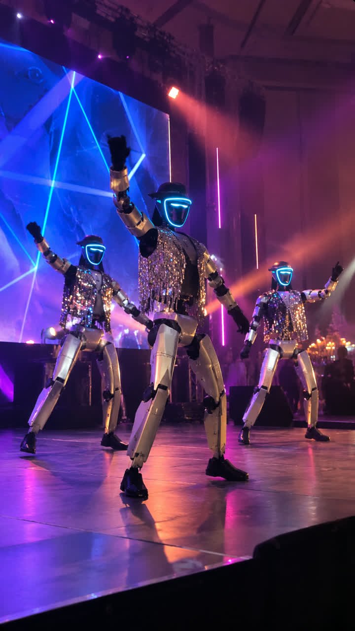 Robots performing together on stage